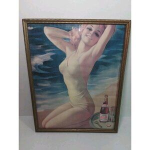 Vintage PEPSI COLA double dot swimsuit girl gas oil print poster sign art
